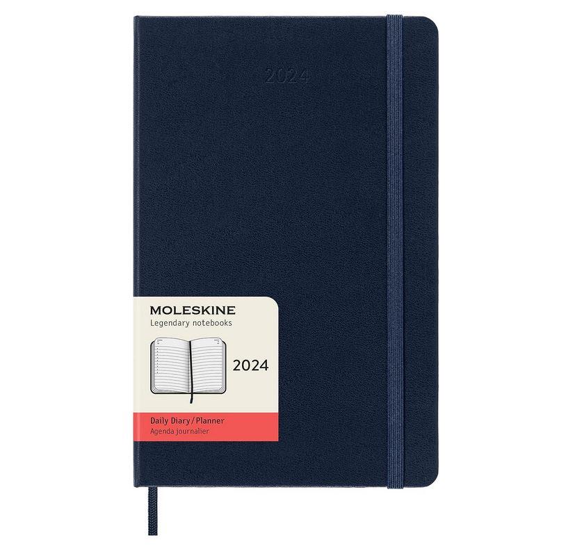 Moleskine 12M (2024) Daily Diary Large, Sapphire Blue, Hard Cover