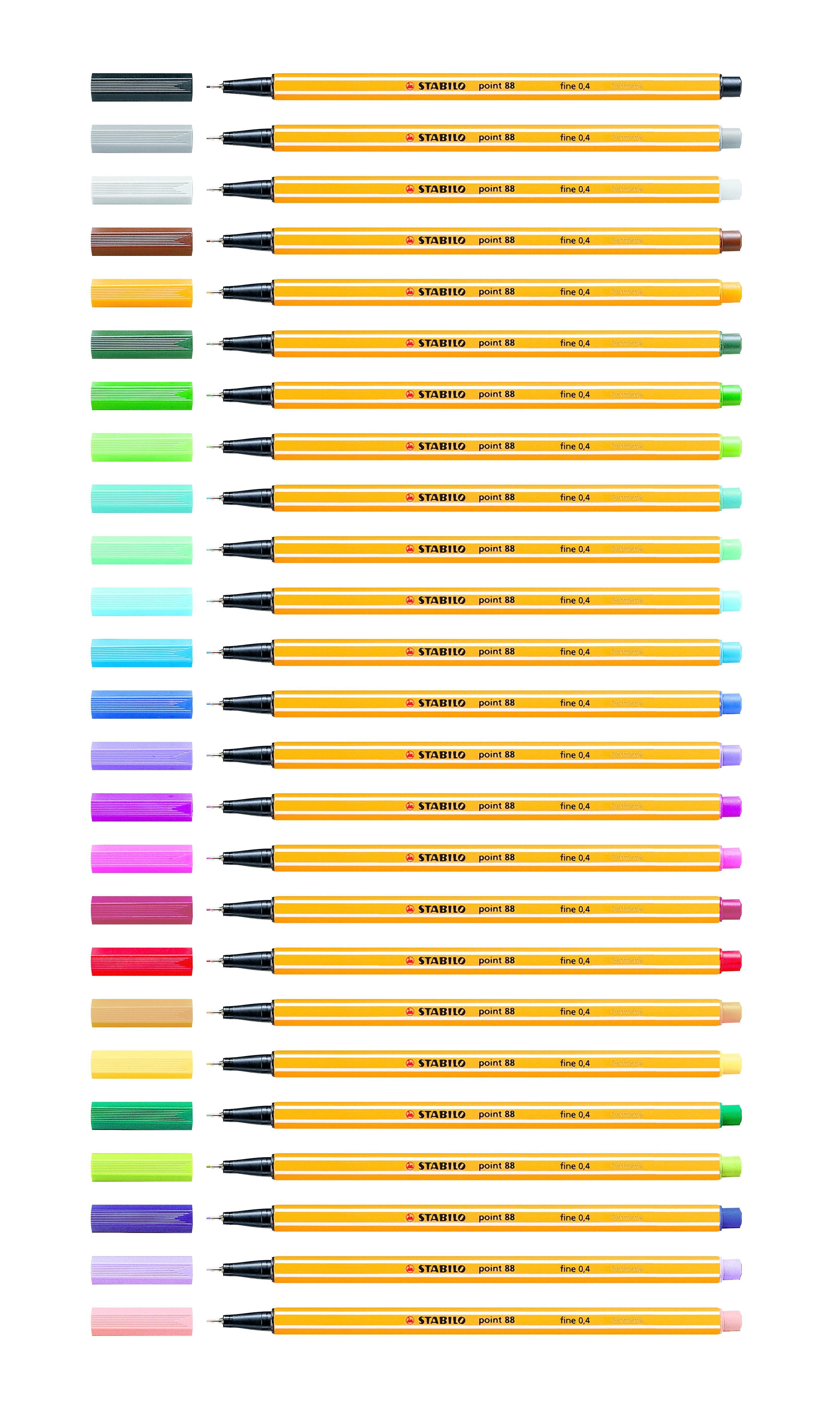Tindipliiats Stabilo Point 88, 30 värvi (25+5 neoon) pakis