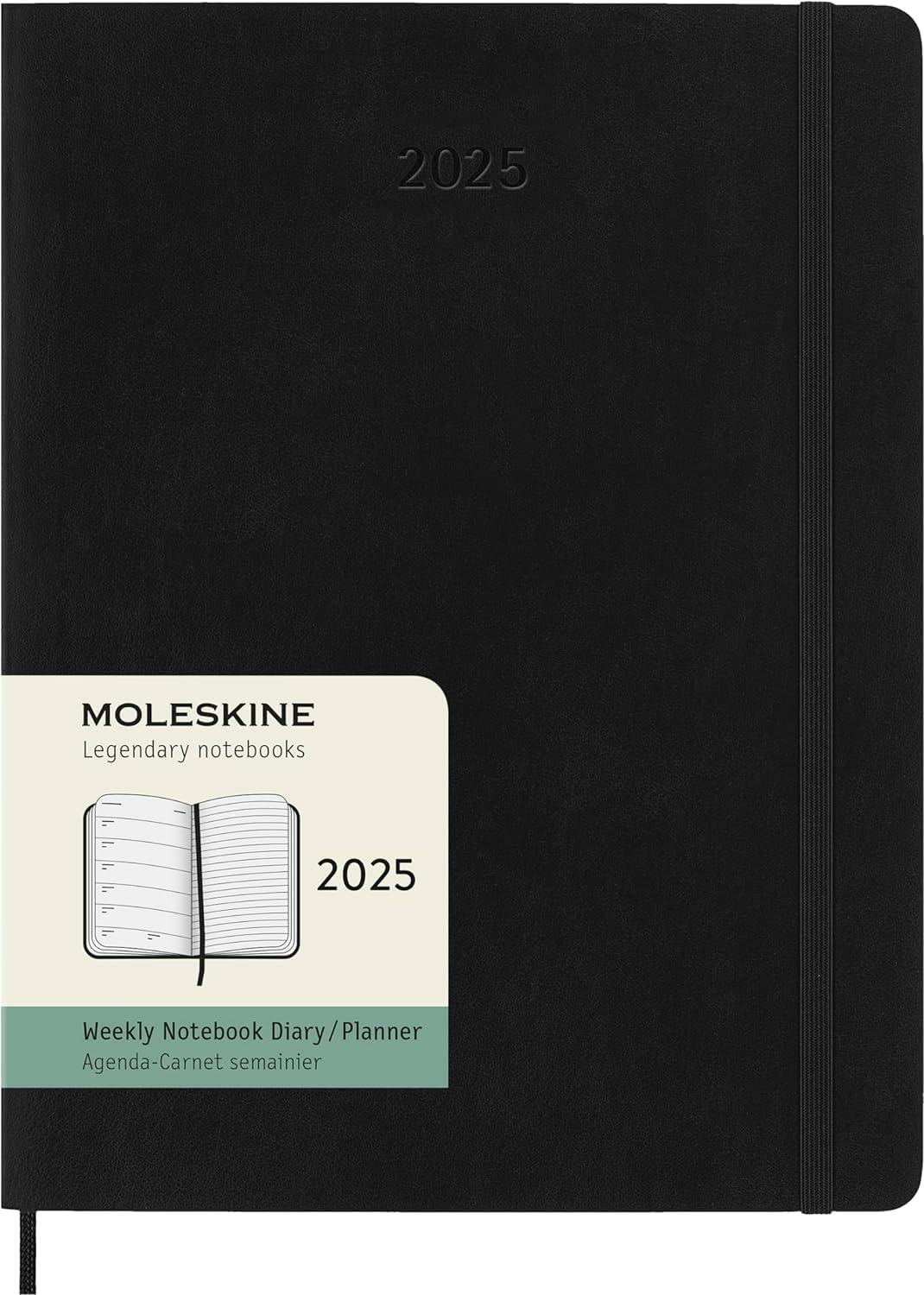 Moleskine 12M (2025) Weekly Notebook XL, Black, Soft Cover