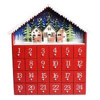 Advendikalender puidust Red House, LED valgustiga 