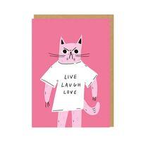 Õnnitluskaart Live Laugh Love Cat