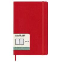 Moleskine 12M (2024) Weekly Notebook Large, Scarlet Red, Soft Cover