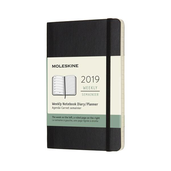 2019 MOLESKINE 12M WEEKLY DIARY POCKET BLACK SOFTCOVER
