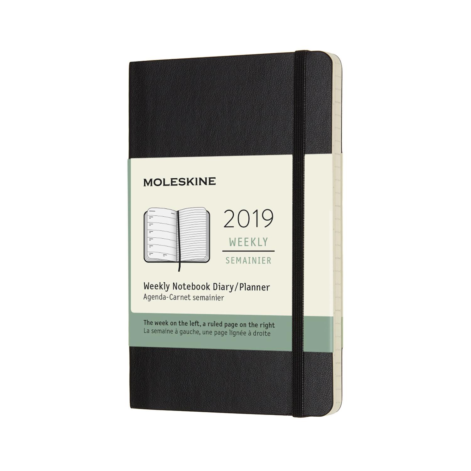 2019 Moleskine 12M Weekly Diary Pocket Black SoftcCOVER