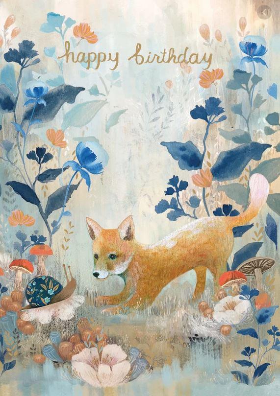 Õnnitluskaart Happy Birthday Fox in Dreamland