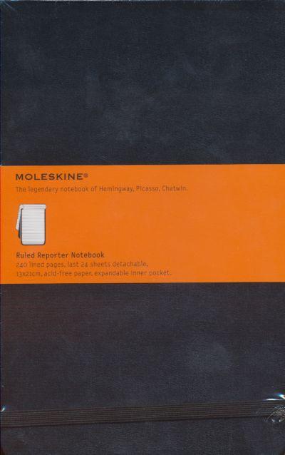Moleskine Reporter Notebook Large Ruled Black Hard COVER