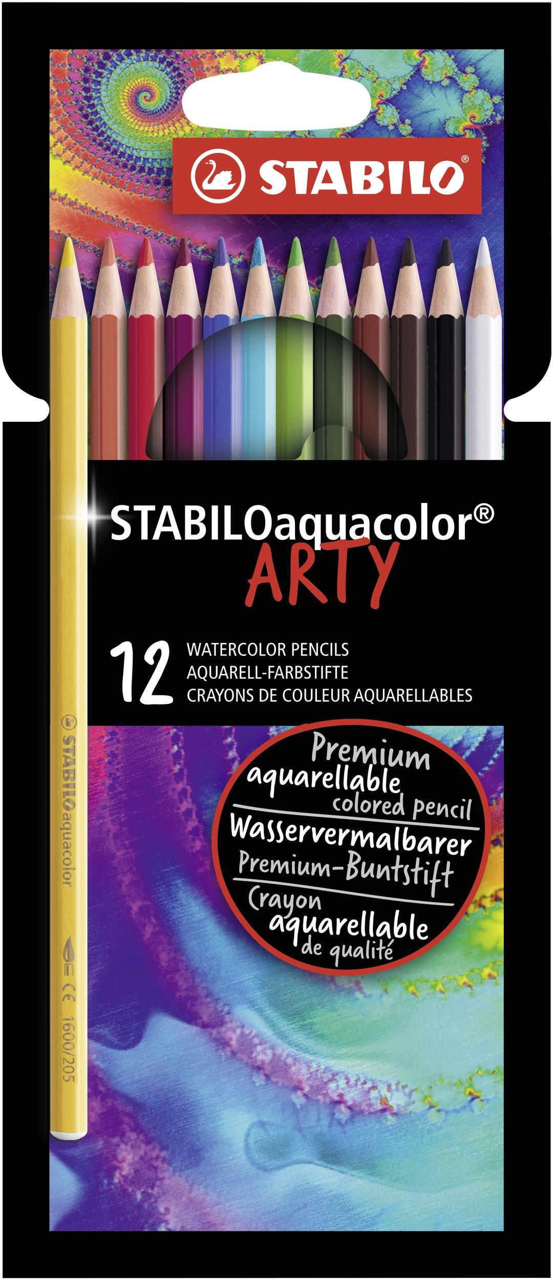 Akvarellpliiats Stabilo aquacolor ARTY, 12 värvi