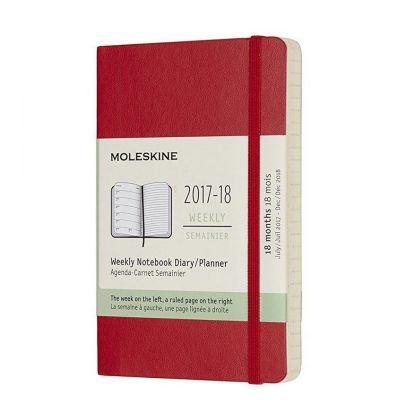 Moleskine 2017-18 18M Weekly Notebook Pocket Red SOFT COVER