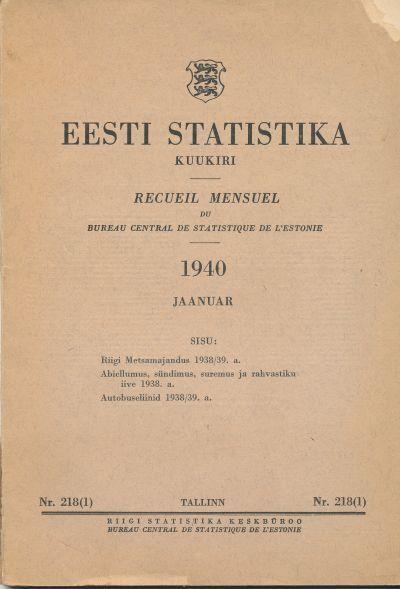 EESTI STATISTIKA KUUKIRI 1938/39