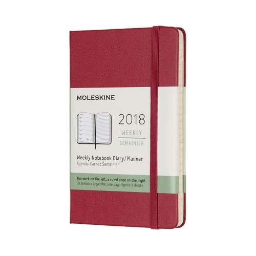2018 Moleskine 12M Weekly Notebook Pocket Berry Rose Hard