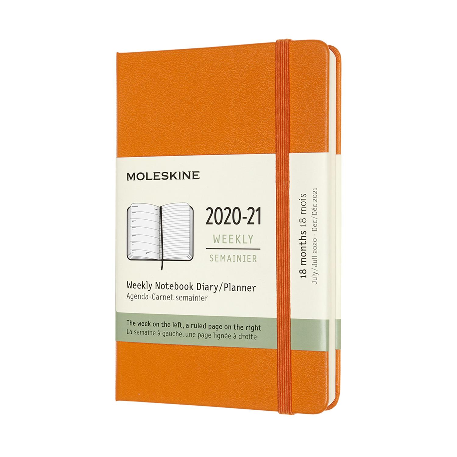Moleskine 2020-21 18M Weekly Notebook Pocket CadmiUM ORANGE HARD COVER