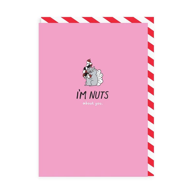 Õnnitluskaart rinnamärgiga Nuts About You