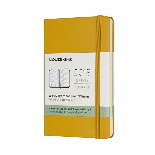 2018 Moleskine 12M Weekly Notebook Pocket Maple Yellow Hard