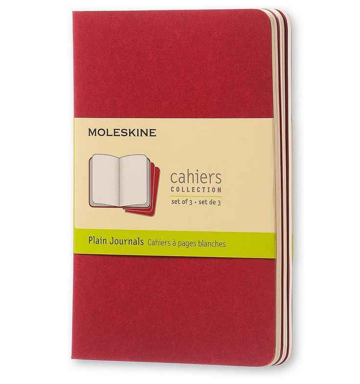 Moleskine Cahier Journals Pocket Plain 3 Set, CranBERRY RED