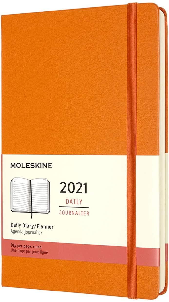 2021 Moleskine 12M Daily Diary Large, Cadmium OranGE