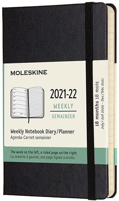 Moleskine 18M (07.21-2022) Weekly Notebook Pocket, BLACK