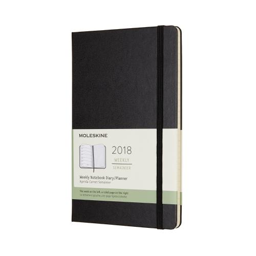 2018 Moleskine 12M Weekly Notebook Large Black Hard