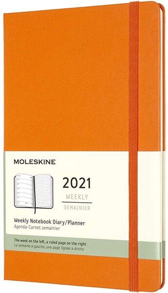 2021 MOLESKINE 12M WEEKLY NOTEBOOK LARGE CADMIUM ORANGE HARD COVER