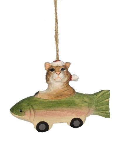 KUUSEEHE PUIDUST CAT WITH FISH CAR