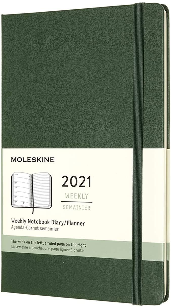 2021 Moleskine 12M Weekly Notebook Large, Myrtle GREEN