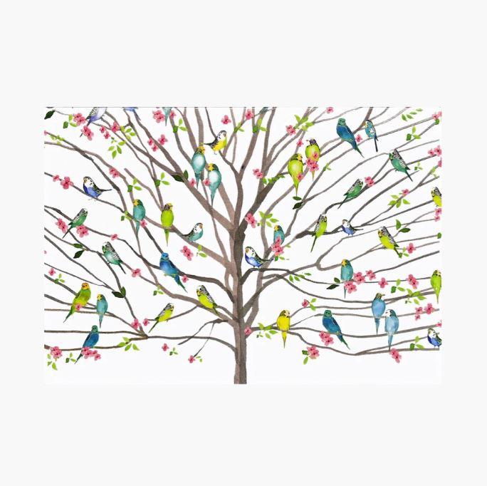 Õnnitluskaartide komplekt Tree of Budgies, 14tk