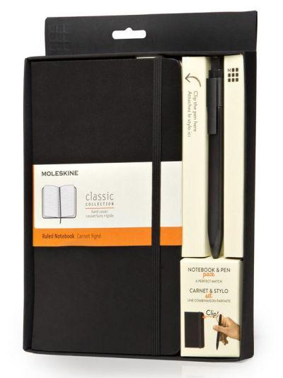 Moleskine Large Ruled Black Classic Notebook + Pen