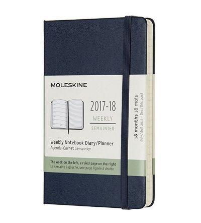 MOLESKINE 2017-18 18M WEEKLY NOTEBOOK POCKET SAPPHIRE BLUE HARD COVER