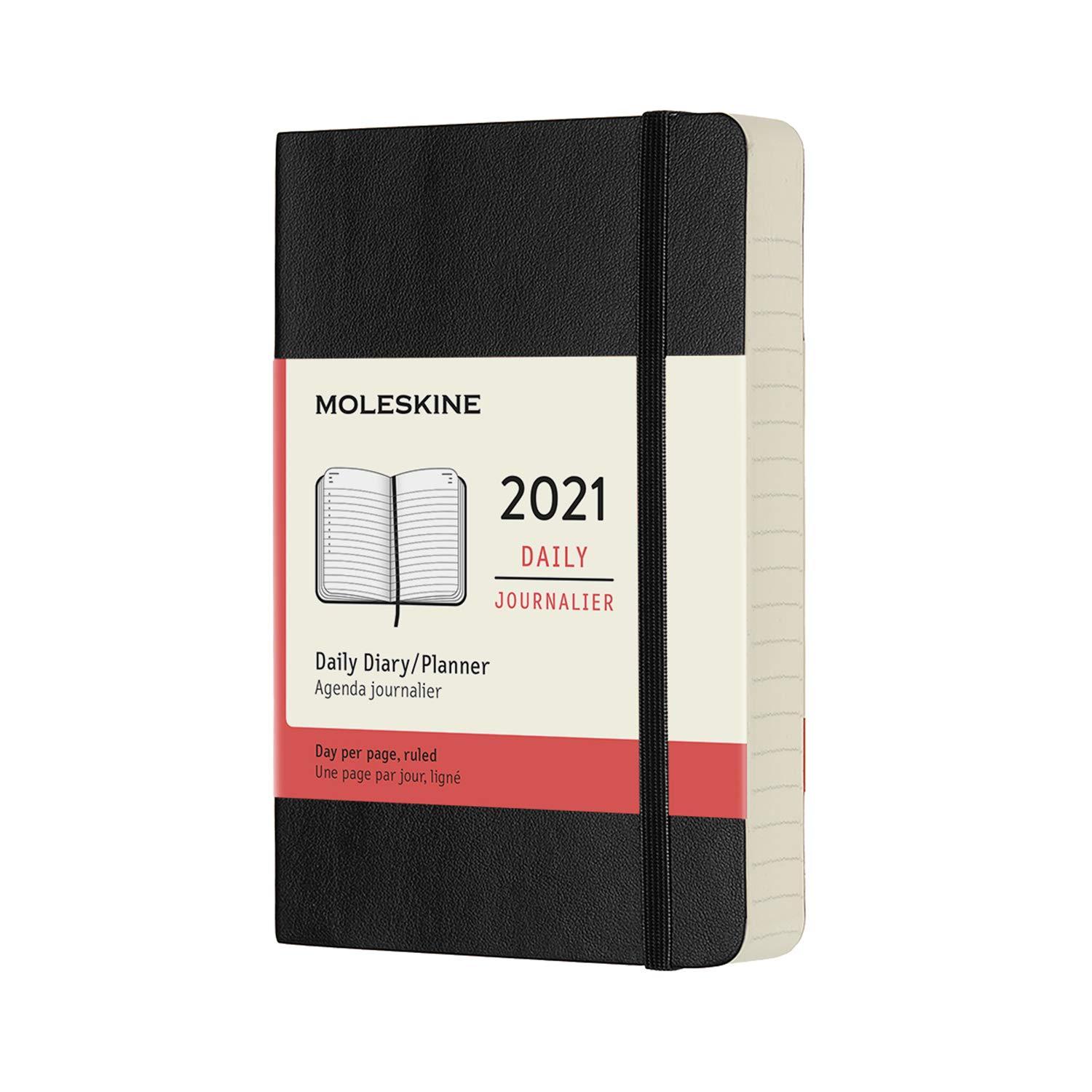 2021 Moleskine 12M Daily Diary Pocket, Black