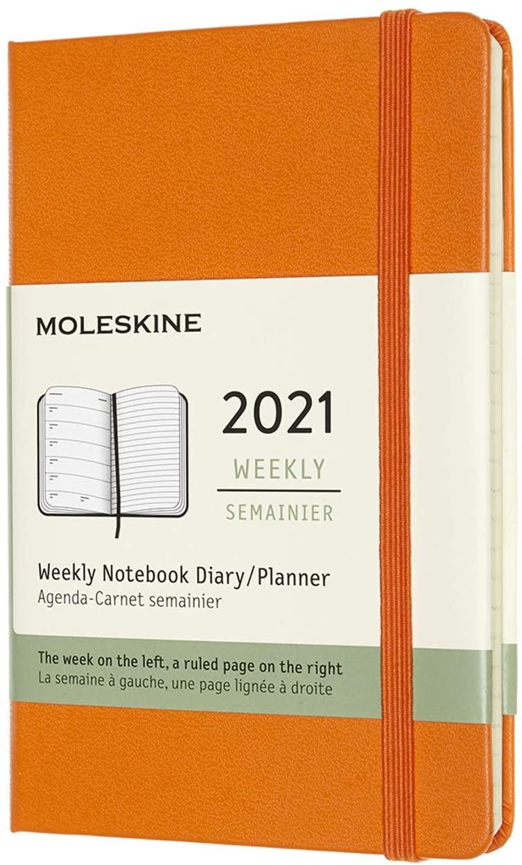2021 Moleskine 12M Weekly Notebook Pocket CadmiumoORANGE HARD COVER