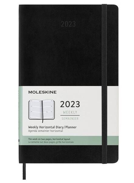 MOLESKINE 12M (2023) WEEKLY HORIZONTAL DIARY, LARGE, BLACK, SOFT COVER