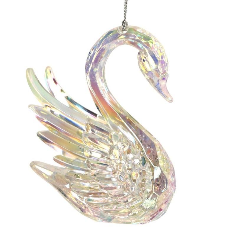 Rippuv kaunistus Acrylic Swan, Iridescent Rainbow