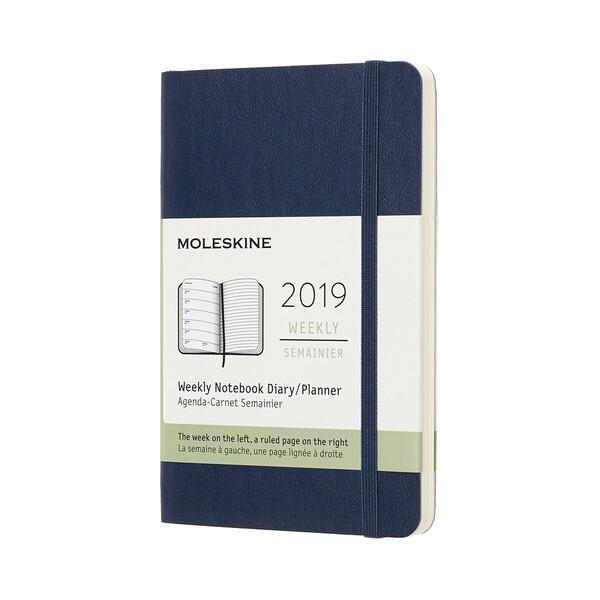2019 MOLEKSINE 12M WEEKLY DIARY POCKET SAPPHIRE BLUE SOFT COVER