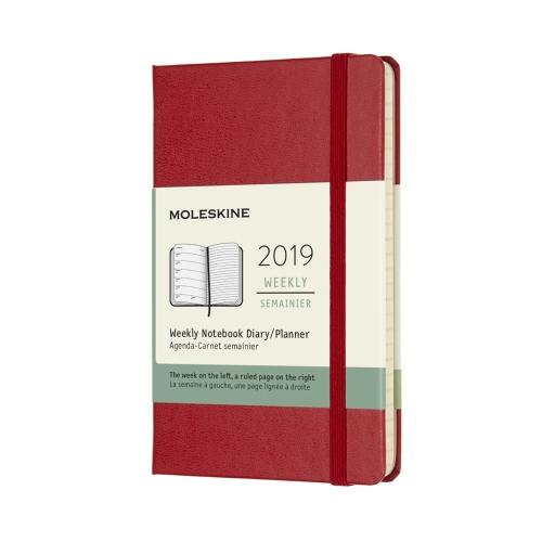 2019 Moleskine 12M Weekly Diary Pocket Scarlet Redhard Cover