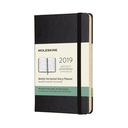 2019 Moleskine 12M Weekly Horizontal Diary Pocketblack Hard Cover