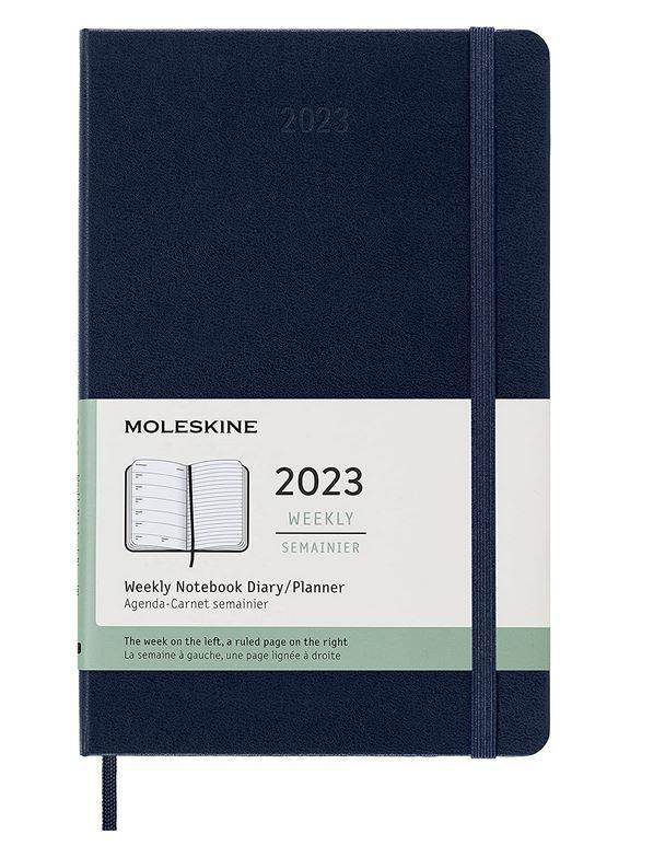 MOLESKINE 12M (2023) WEEKLY NOTEBOOK, LARGE, SAPPHIRE BLUE, HARD COVER