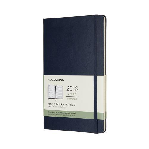 2018 Moleskine 12M Weekly Notebook Large Sapphireblue Hard