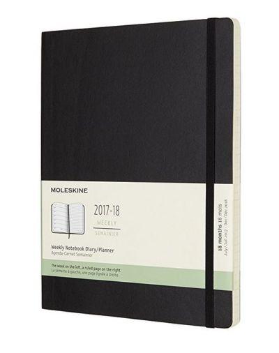 Moleskine 2017-18 18M Weekly Notebook Xl Black SofT COVER