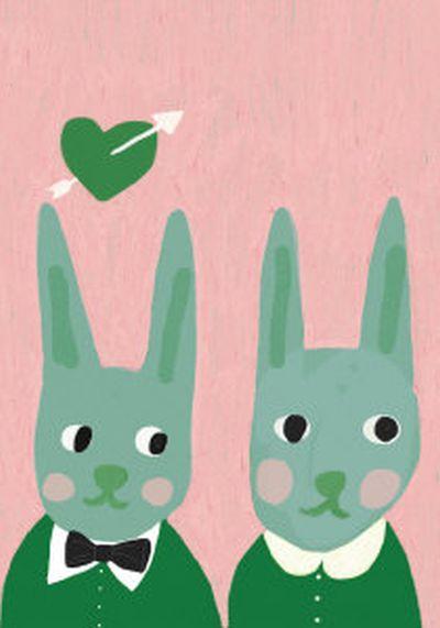 Õnnitluskaart Green Rabbits