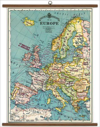POSTER EUROPE MAP VINTAGE SCHOOL CHART
