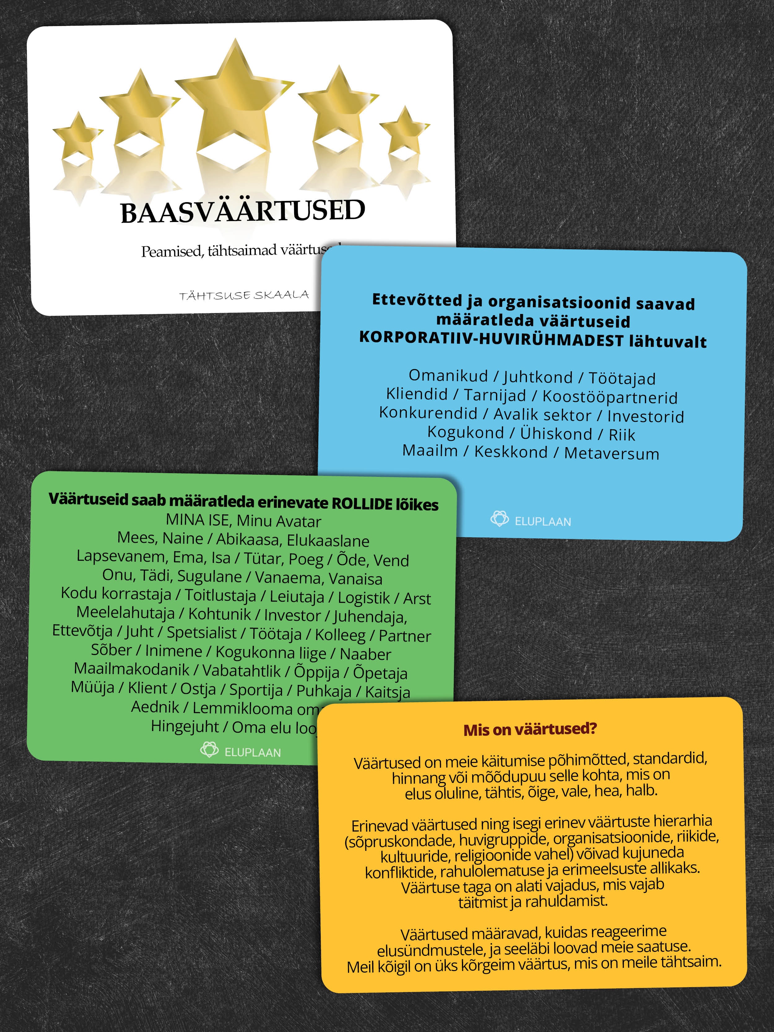 Supervõimed väärtused mäng, coachingu ja arengukaardid