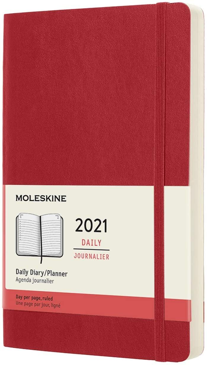 2021 Moleskine 12M Daily Diary Large, Scarlet Red
