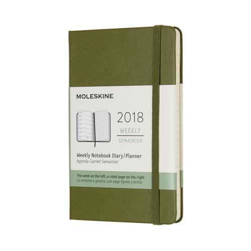 2018 Moleskine 12M Weekly Notebook Pocket Elm Green Hard