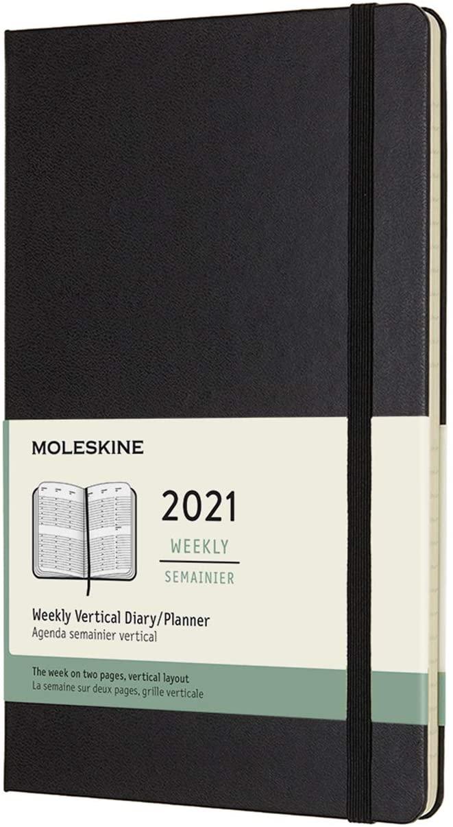 2021 Moleskine 12M Weekly Vertical Diary Large, BlACK