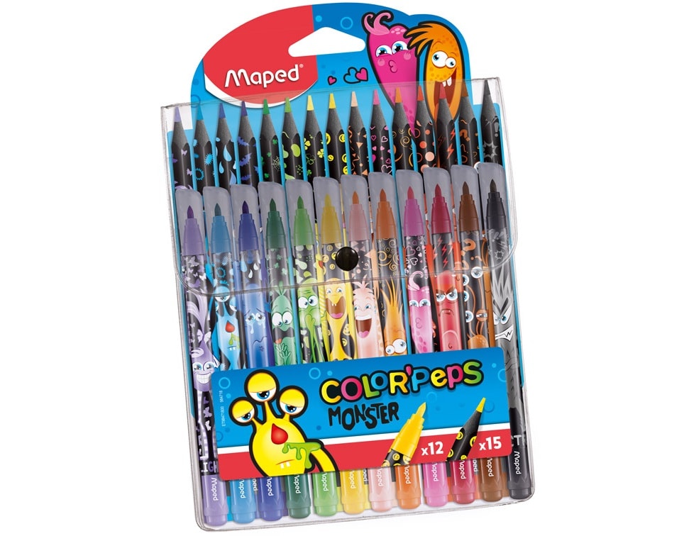 VILTPLIIATS COLOR PEPS MONSTER 12 VÄRVI PAKIS + VÄRVIPLIIATS COLOR PEPS MONSTER 15TK. PAKIS