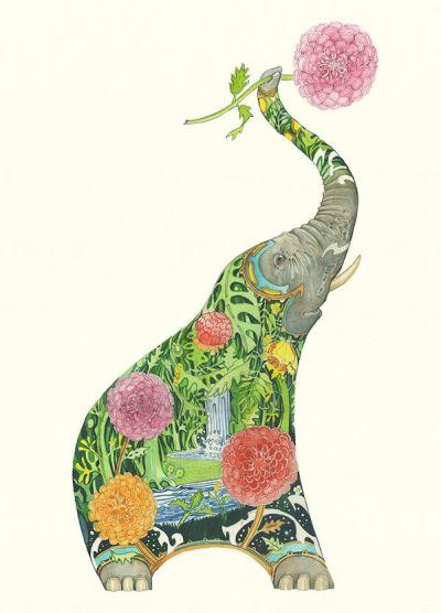 Õnnitluskaart Elephant With Flower