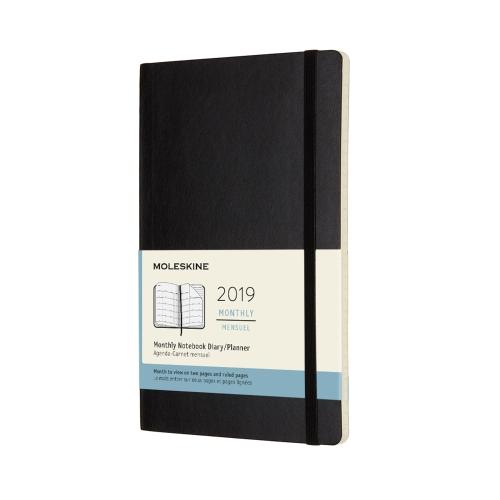 2019 Moleskine 12M Monthly Diary Large Black Softcover