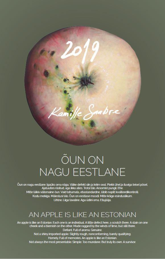 KALENDER 2019 ÕUN ON NAGU EESTLANE /  CALENDAR 2019 AN APPLE IS LIKE AN ESTONIAN. 