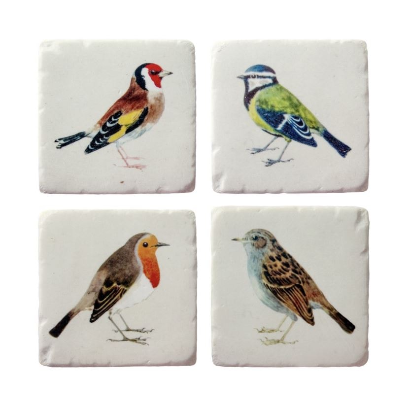 Klaasialuste komplekt Vintage Birds, 4tk