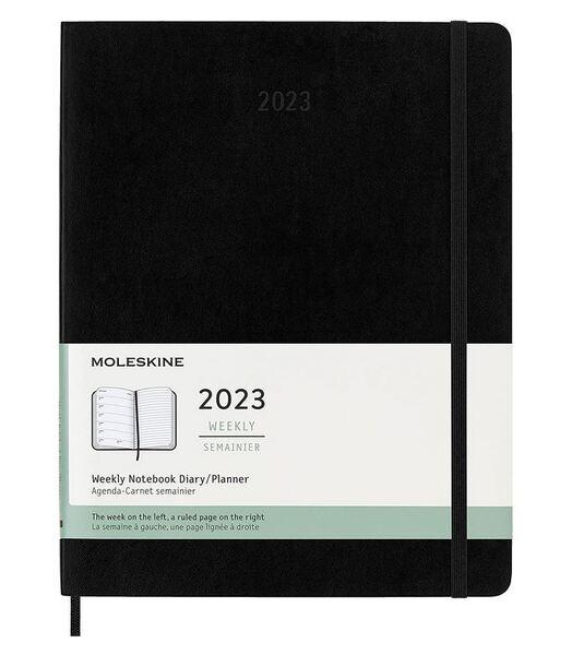 MOLESKINE 12M (2023) WEEKLY NOTEBOOK, XLARGE, BLACK, SOFT COVER