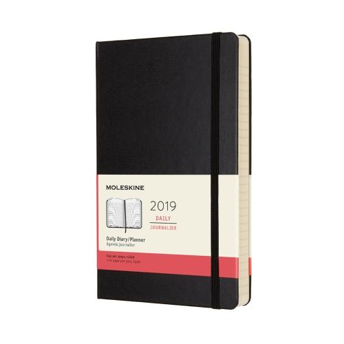 2019 Moleskine 12M Daily Diary Large Black Hard Cover